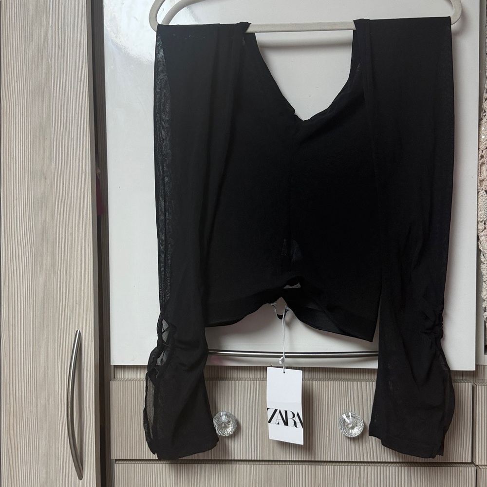 Zara semi sheer vented leggings pants with slit - Picture 3 of 5